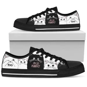 Cat Pattern Low Top Shoes, Cat Canvas Shoes, Low Top Shoes For Men, Women