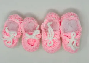 0-12 M Bubble Gum Pink Crocheted Acrylic Deck Shoes