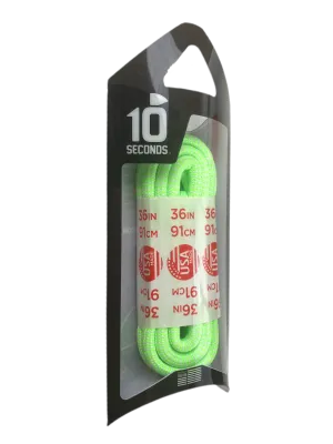 10 Seconds ® Athletic Jumbo Round Laces | Neon Green/White Herringbone