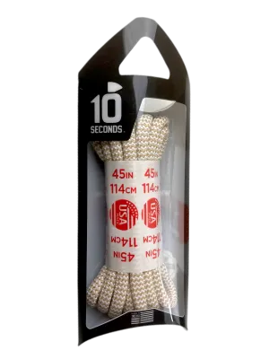 10 Seconds ® Athletic Jumbo Round Laces | Sand/White Herringbone