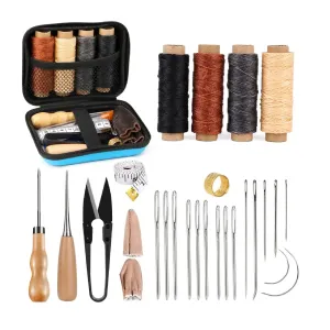 1set Leather Sewing Kit, Leather Work Tools And Supplies, Leather Work Kit With Big Eye Stitching Needles, Waxed Thread, Leather Interior Repair Kit, Leather Sewing Tools For DIY Leather Craft