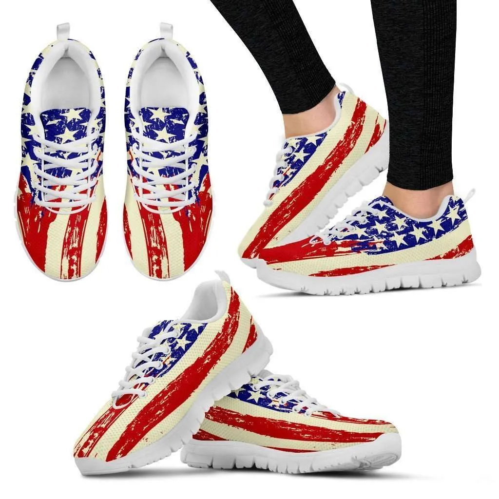 4th of July Waving U.S. Flag Running Shoes