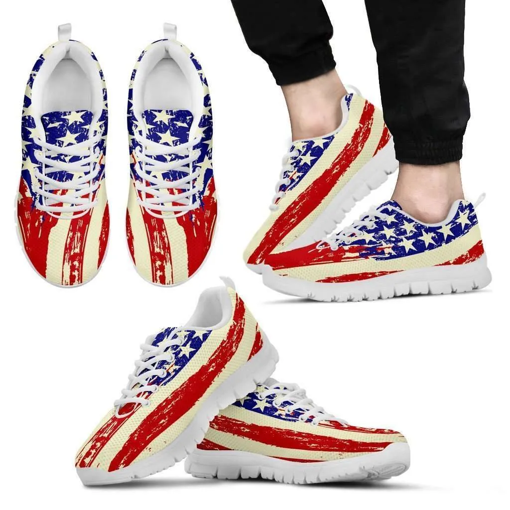 4th of July Waving U.S. Flag Running Shoes