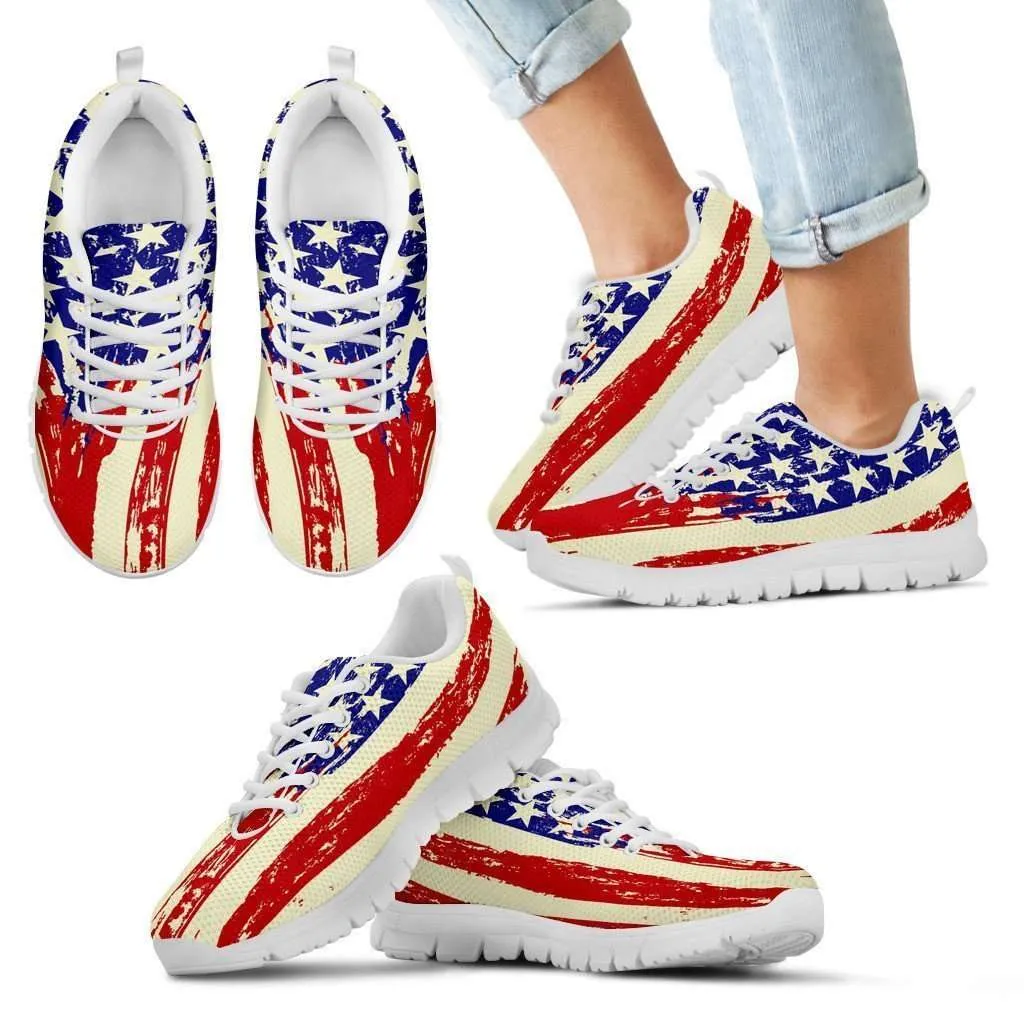 4th of July Waving U.S. Flag Running Shoes