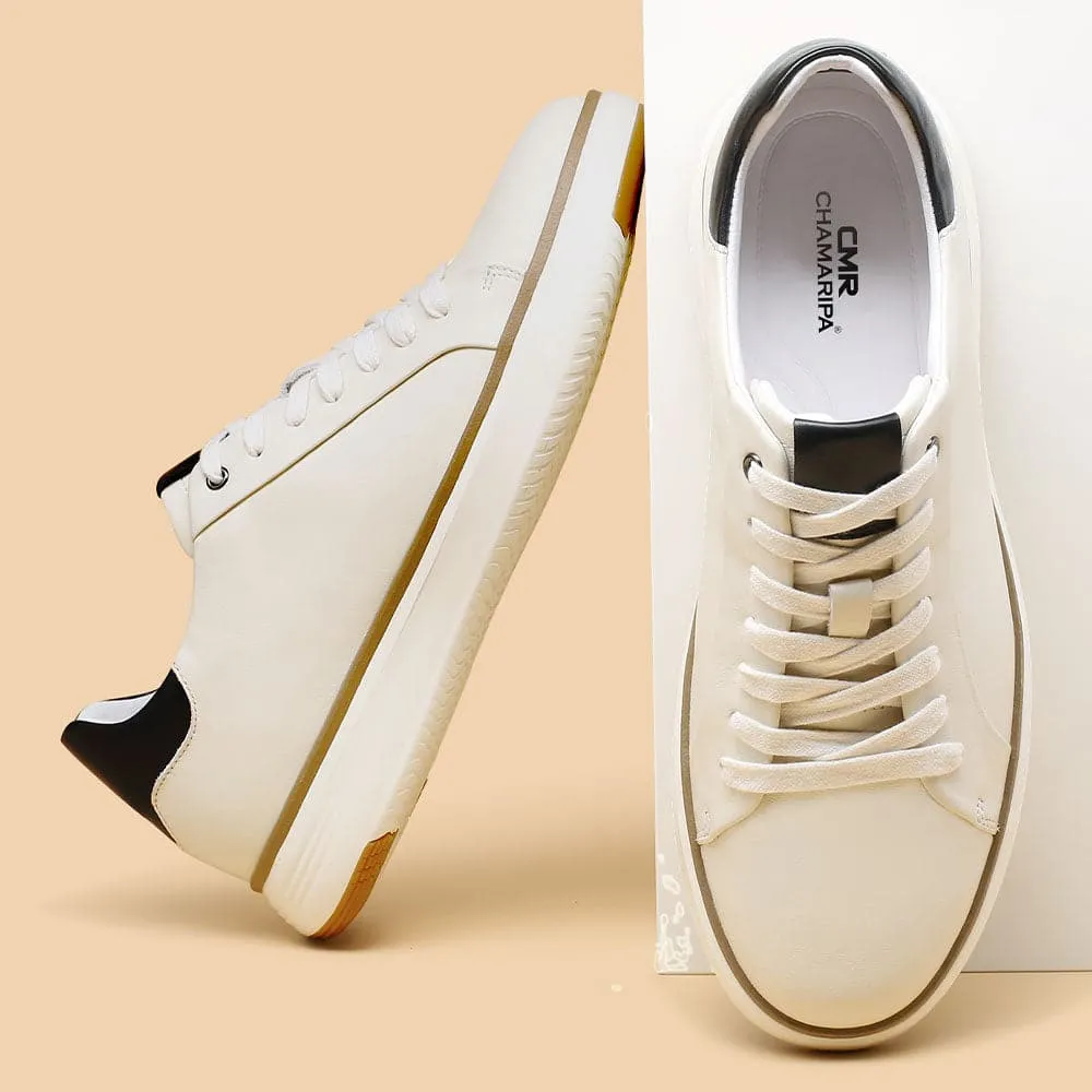 6 CM / 2.36 inches CMR CHAMARIPA Beige Men's Casual Sneakers with Height Increasing Shoe Lifts