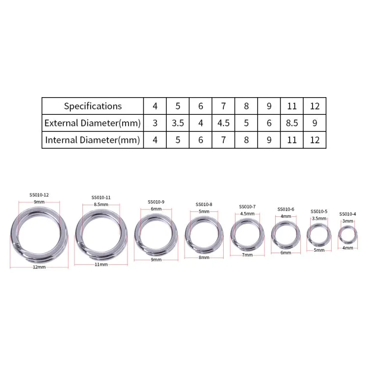 7mm HENGJIA SS010 50pcs /Pack Stainless Steel Flat Ring Fishing Space Fittings