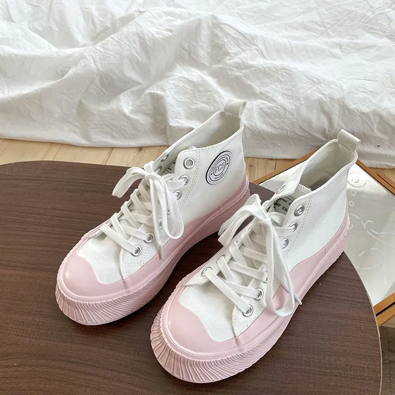 Advbridge  Sneakers High Platform White Sports Shoes Canvas Women's New Casual Vulcanize Flat Tennis Fashion Rubber Sole Kawaii