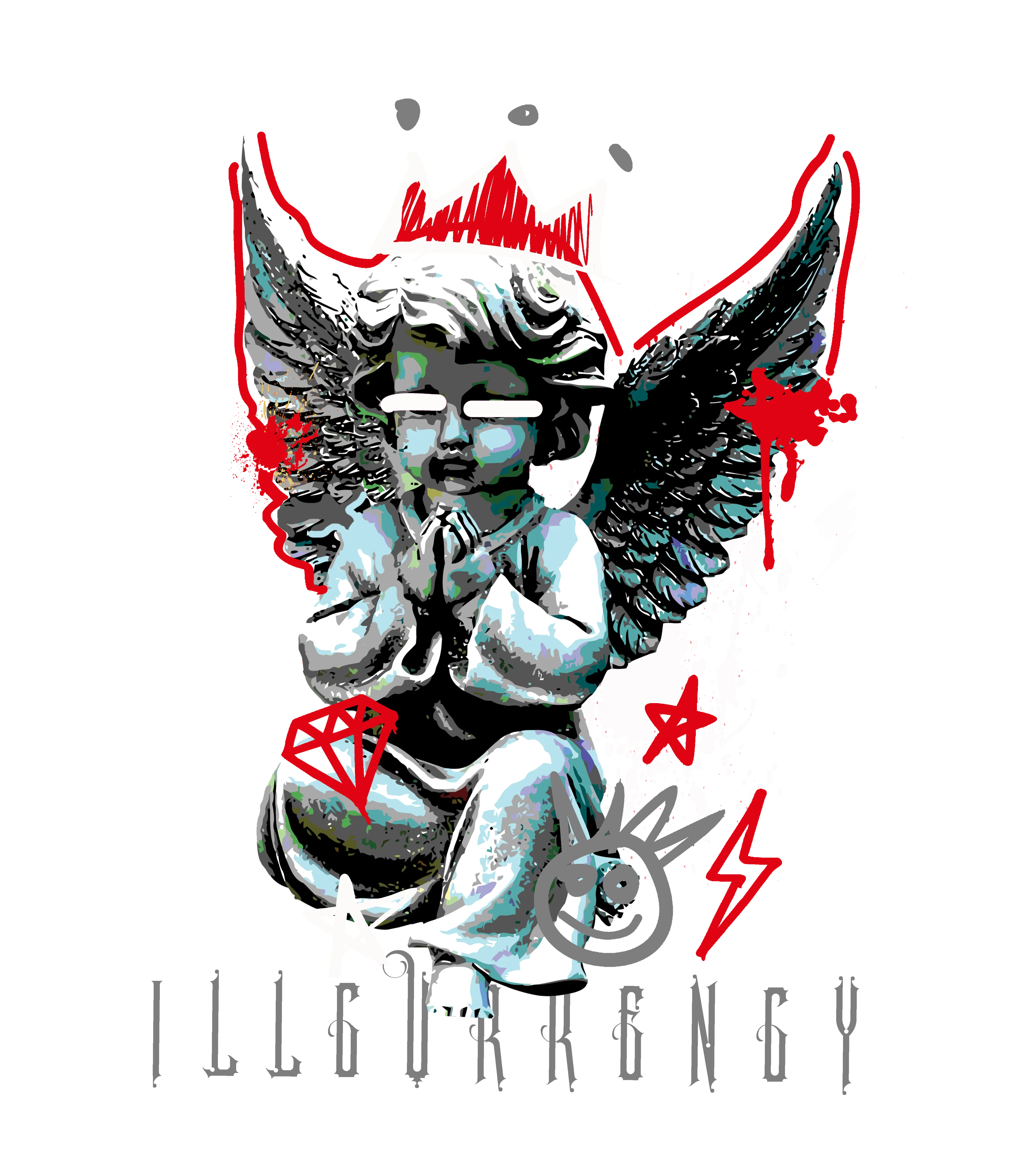 AIR JORDAN 4 “BRED REIMAGINED” 2024 | ILLCURRENCY Black T-Shirt (Graffiti Angel)