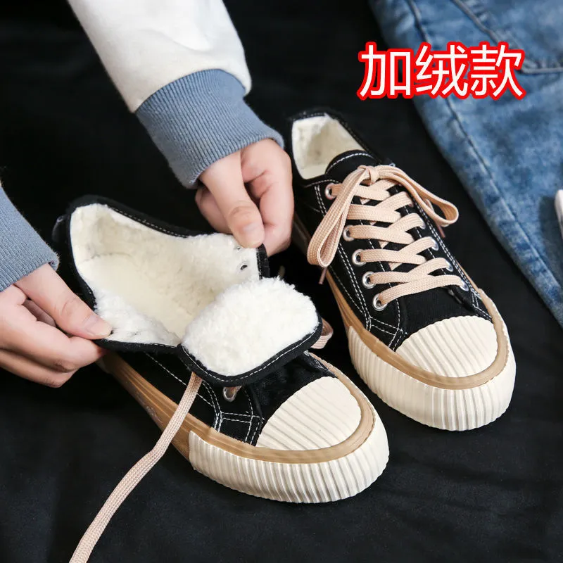 Amozae-  Low-cut Canvas Shoes for Women 2024 Autumn New Fashion Vulcanized Shoes female Flats Casual Sneakers Lace-Up Little White Shoes