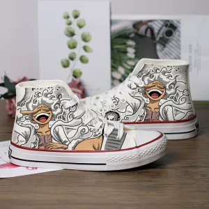 Anime Cartoon Gear 5 Luffy High Top Casual Canvas Shoes