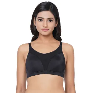 Asean Sports Padded Non-Wired Full Coverage Full Support High Intensity Sports Bra - Black