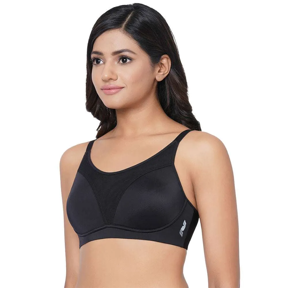 Asean Sports Padded Non-Wired Full Coverage Full Support High Intensity Sports Bra - Black