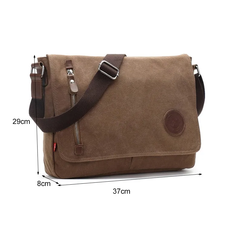 AUGUR 8501 Men Casual Canvas Shoulder Messenger Crossby Bag(Coffee)