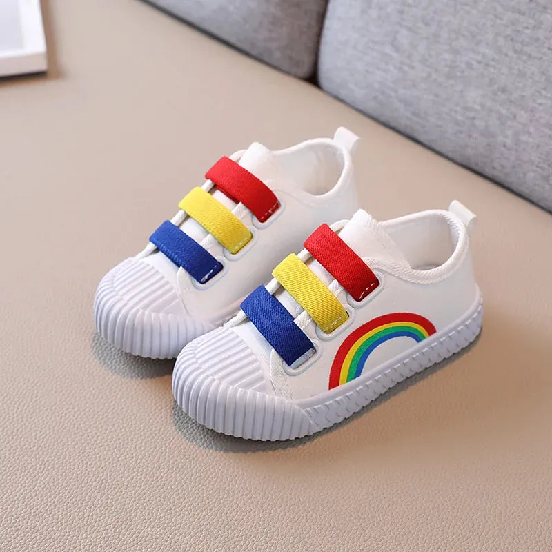 Autumn Casual Shoes Canvas Shoes Girls' Shoes Rainbow Shoes for Kids Girls Board Shoes Boys Sneakers Soft Sole Kid Shoes tênis