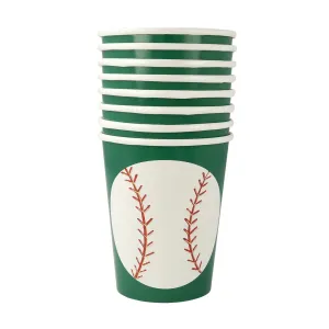 Baseball Cups, Set of 8 Baseball Paper Cups by Meri Meri