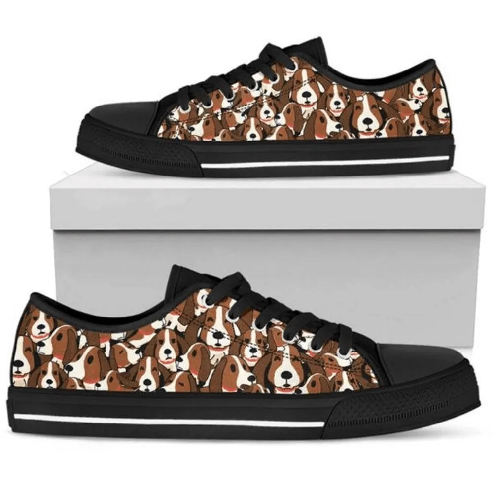 Basset Hound Low Top Shoes - Comfortable & Trendy Footwear, Dog Printed Shoes, Canvas Shoes For Men, Women