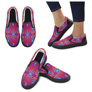 Big Pattern Fire Colors and Sky Moon Shadow Men's Unusual Slip-on Canvas Shoes