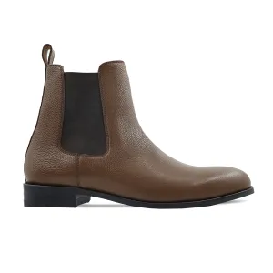 Camellia - Men's Brown Pebble Grain Leather Chelsea Boot