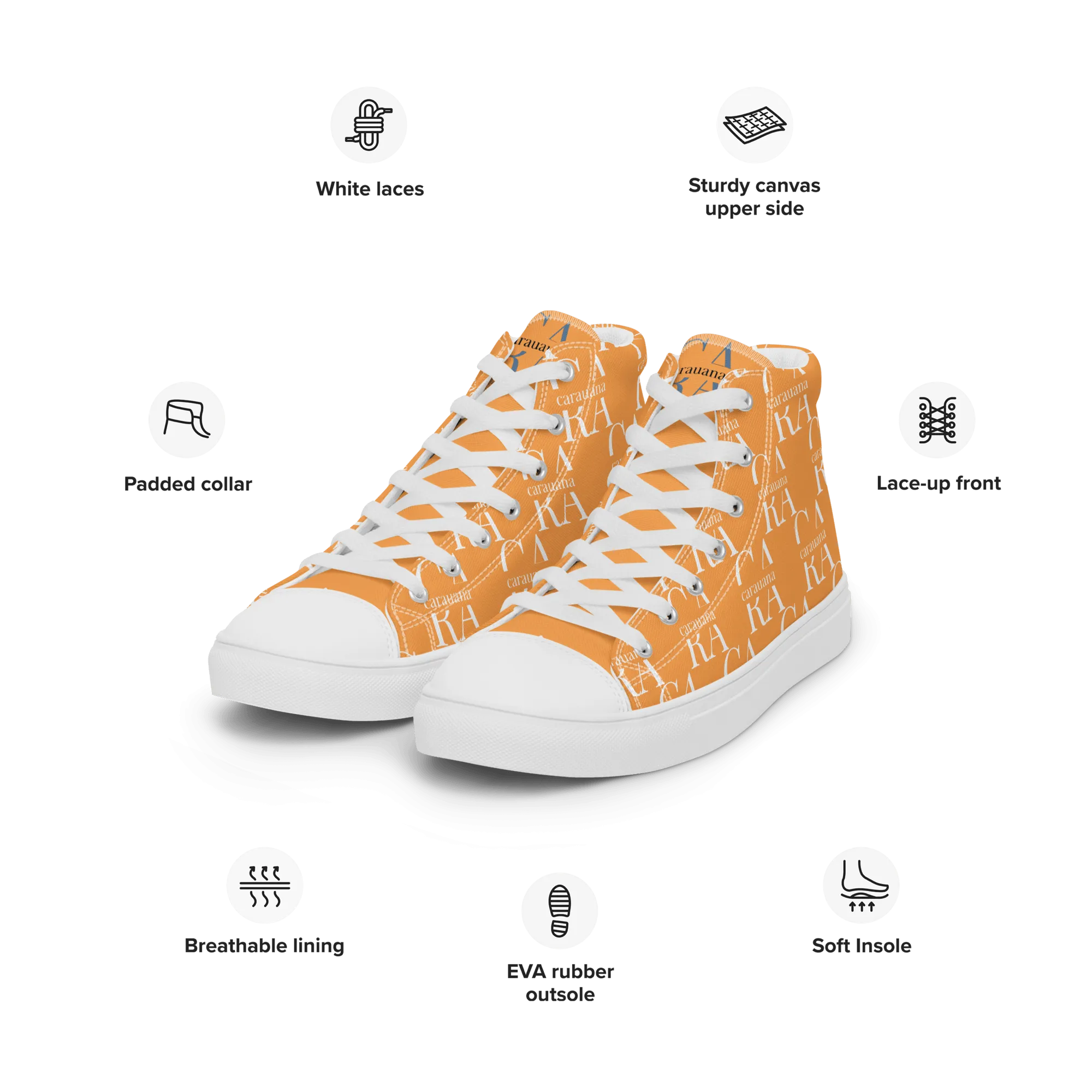 CARAUANA Hip Hop canvas shoes Orange Branded