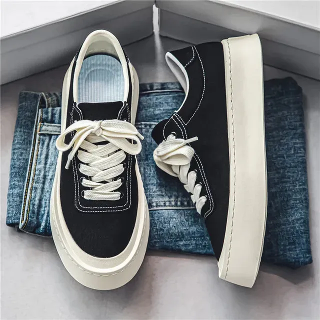 Casual Low-Top Thick Sole Canvas Sneakers