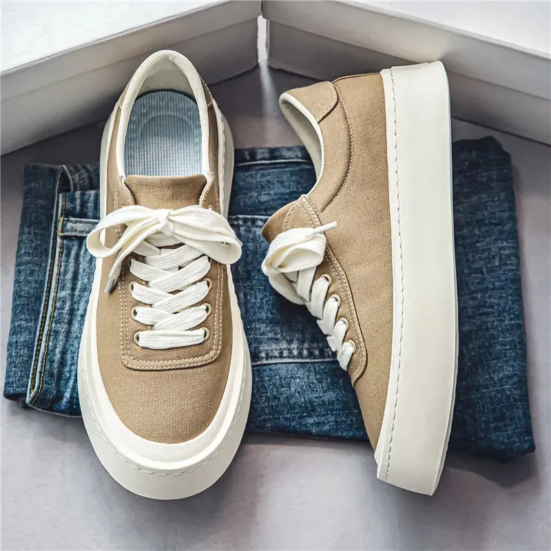 Casual Low-Top Thick Sole Canvas Sneakers