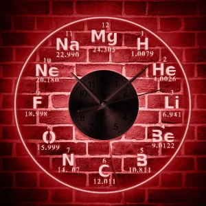 Chemical Elements LED Wall Clock Chemistry Color Changes Backlight Modern Wall Clock Science Biology Periodic Table Clock