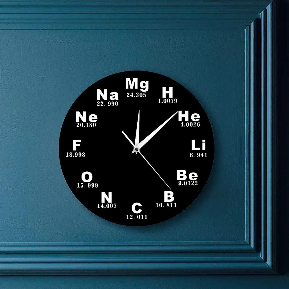 Chemical Symbols Wall Clock Chemical Elements Periodic Table Clock Biology Wall Art Novelty Clock Watch Science Teachers Gift