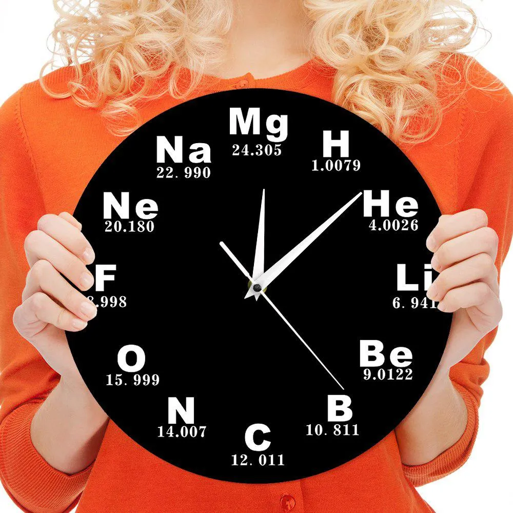 Chemical Symbols Wall Clock Chemical Elements Periodic Table Clock Biology Wall Art Novelty Clock Watch Science Teachers Gift