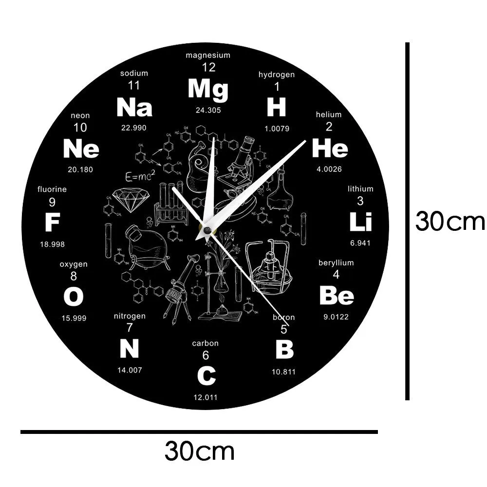 Chemical Symbols Wall Clock Chemical Elements Periodic Table Clock Biology Wall Art Novelty Clock Watch Science Teachers Gift