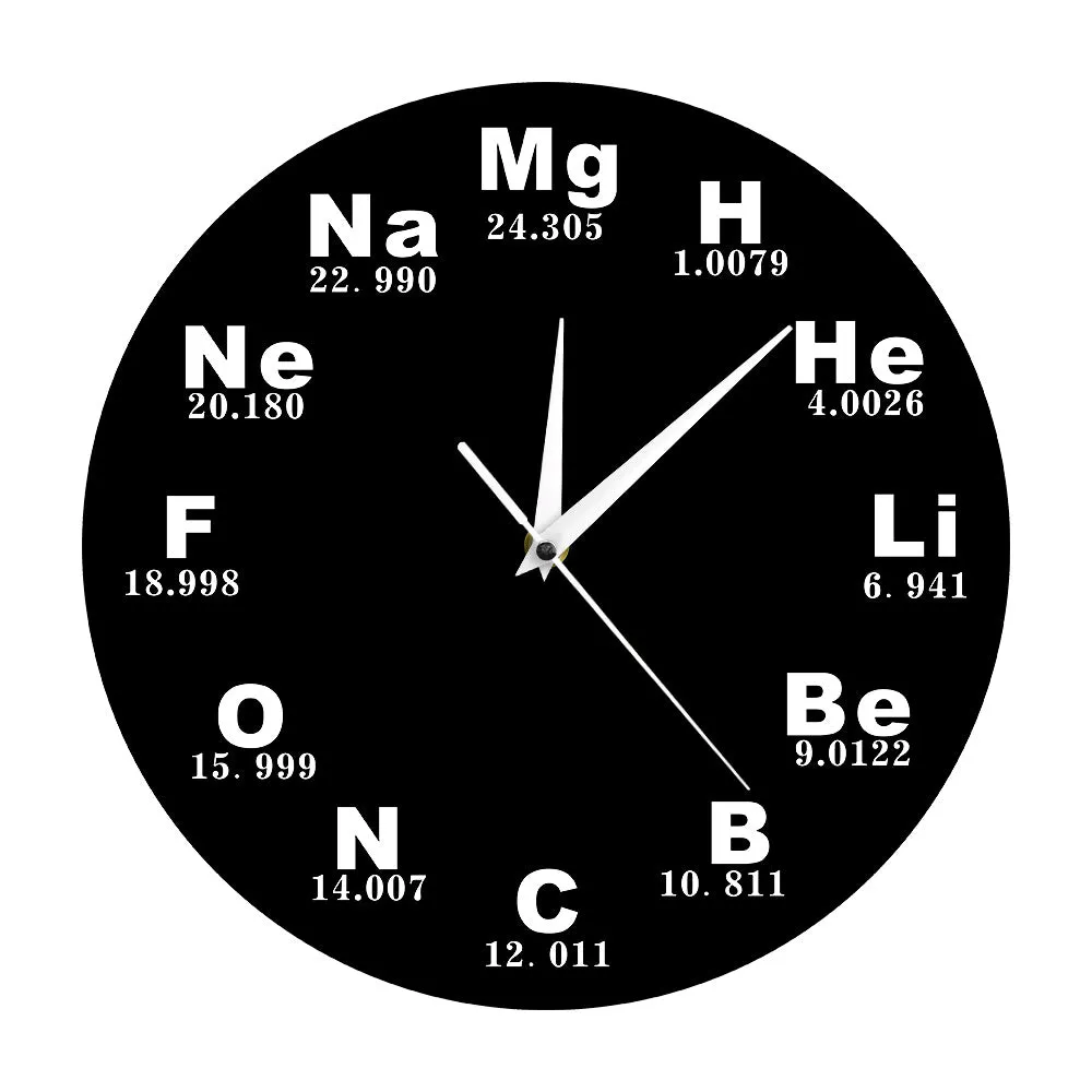 Chemical Symbols Wall Clock Chemical Elements Periodic Table Clock Biology Wall Art Novelty Clock Watch Science Teachers Gift