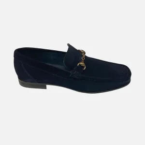 Clearance | Mens Blue Suede Italian Bit Loafer by Calzoleria Toscana | Last Pairs