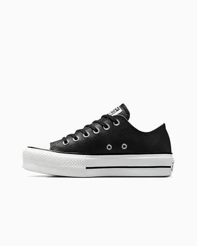 Converse scarpa sneakers da donna con zeppa in pelle Chuck Taylor All Star 561681C nero