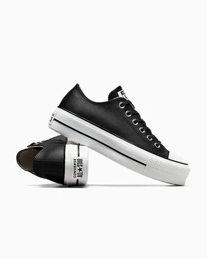 Converse scarpa sneakers da donna con zeppa in pelle Chuck Taylor All Star 561681C nero