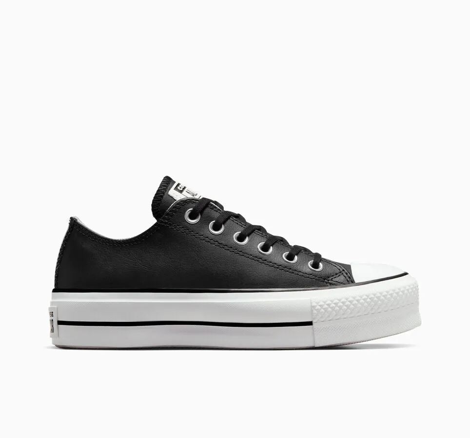 Converse scarpa sneakers da donna con zeppa in pelle Chuck Taylor All Star 561681C nero