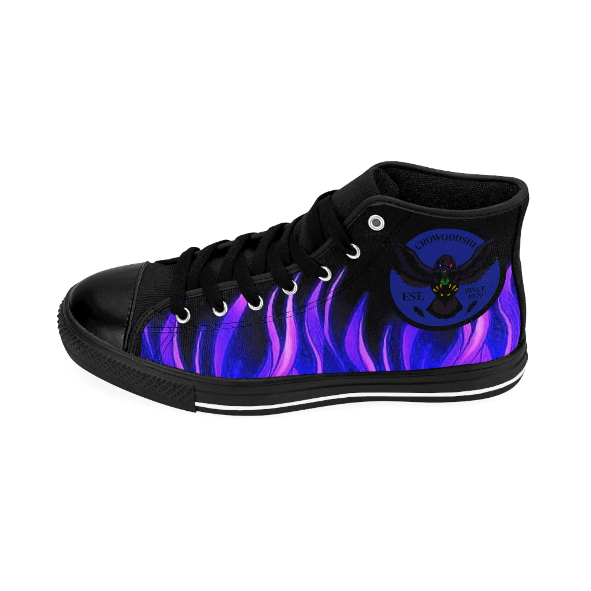 Crowgodshi Designer High-Tops Blue & Purple FLAMES EDITION