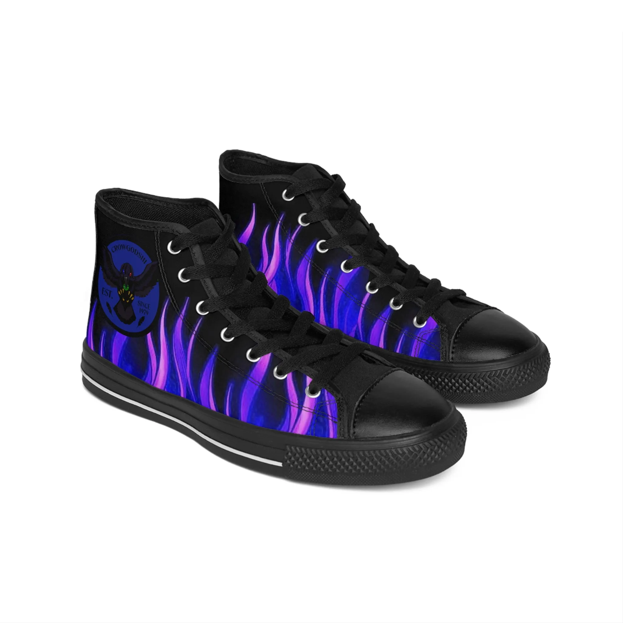 Crowgodshi Designer High-Tops Blue & Purple FLAMES EDITION