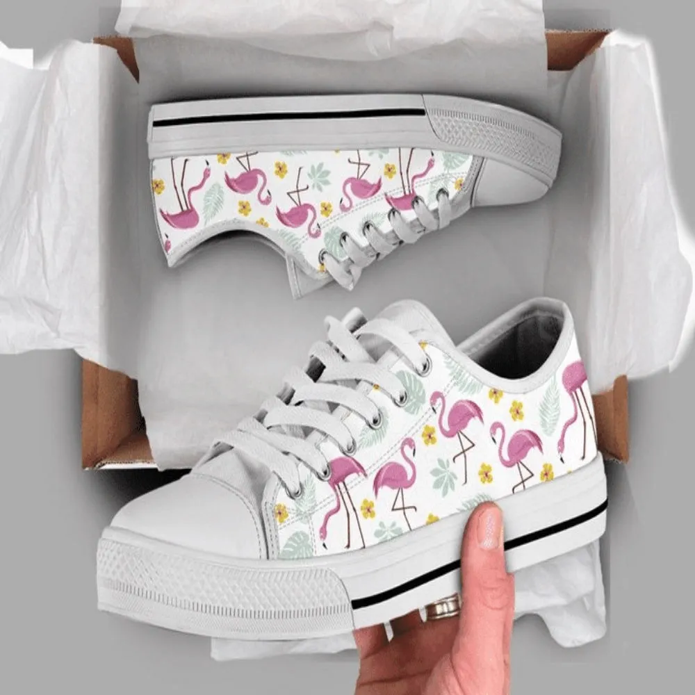 Cute Flamingo Low Top Canvas Shoes, Animal Print Canvas Shoes, Print On Canvas Shoes