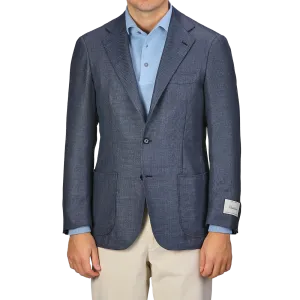 Denim Blue Wool Balloon Travel Blazer