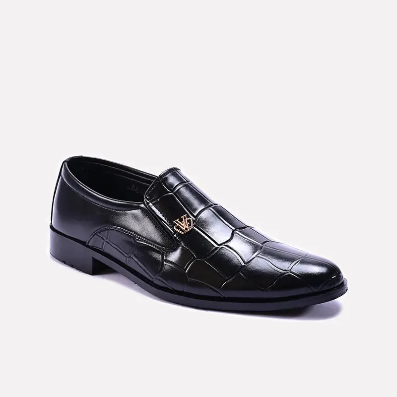 Dicaprio Black Quilted Formal Shoes 0111103