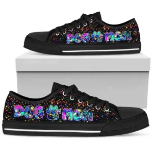 Dog Mom Colorful Popart Low Top Shoes, Dog Printed Shoes, Canvas Shoes For Men, Women