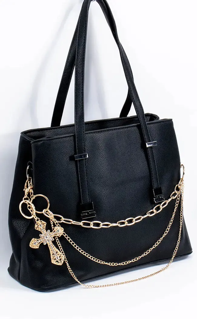 Don't Cross Me Leather Handbag | Gold