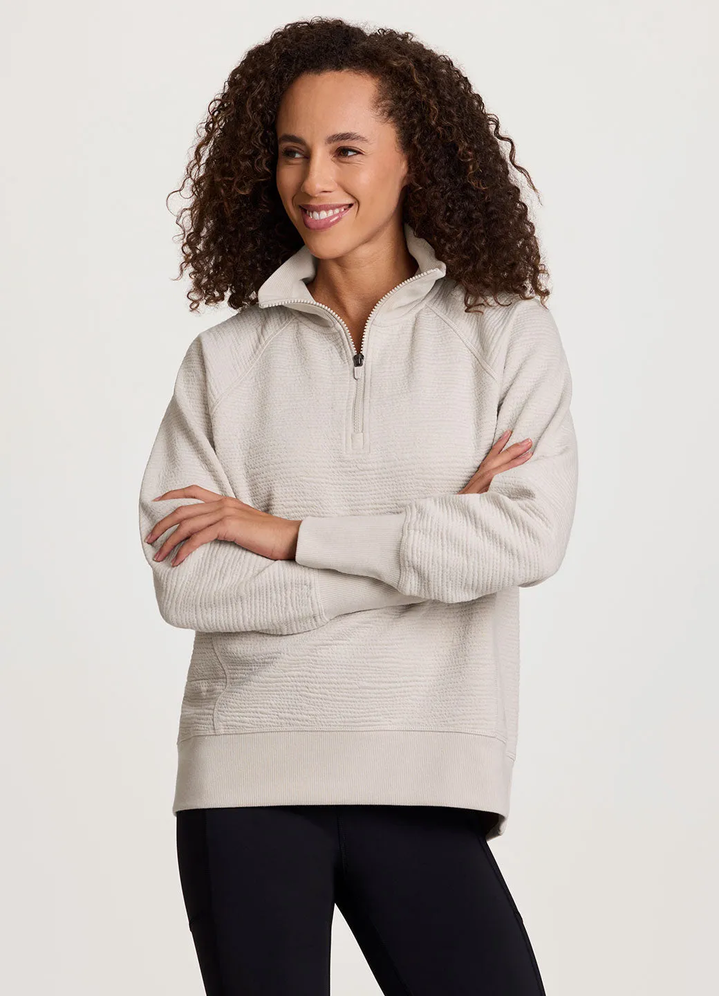 Easy Living Textured 1/4 Zip Pullover