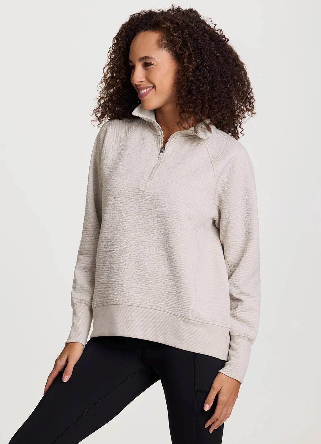 Easy Living Textured 1/4 Zip Pullover