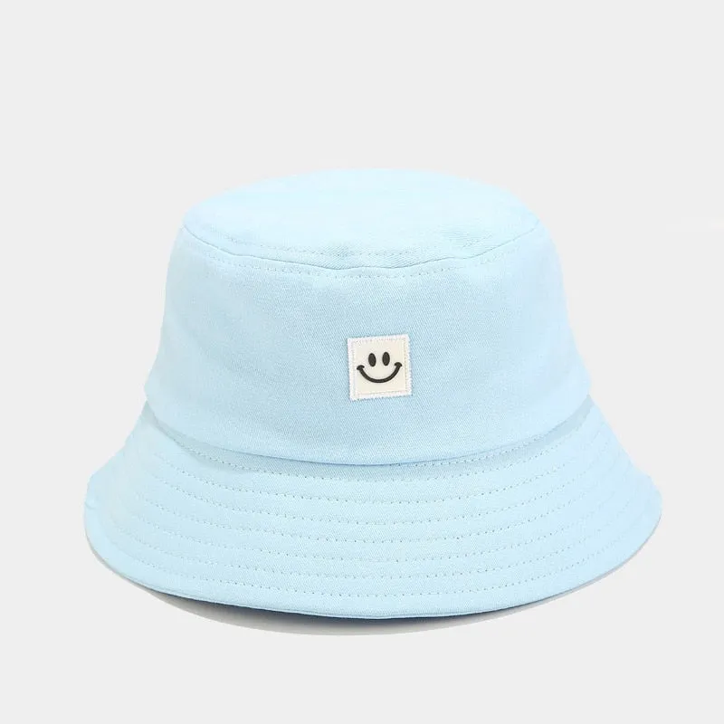 Fashion Women Bucket Hat New Candy Colors Smile Face Sun Hat Outdoor Sports Travel Beach Caps Fishermen Hats Hip Hop Female Cap