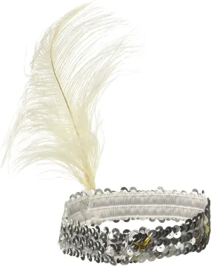 Forum Novelties Silver Flapper Headband with Feather