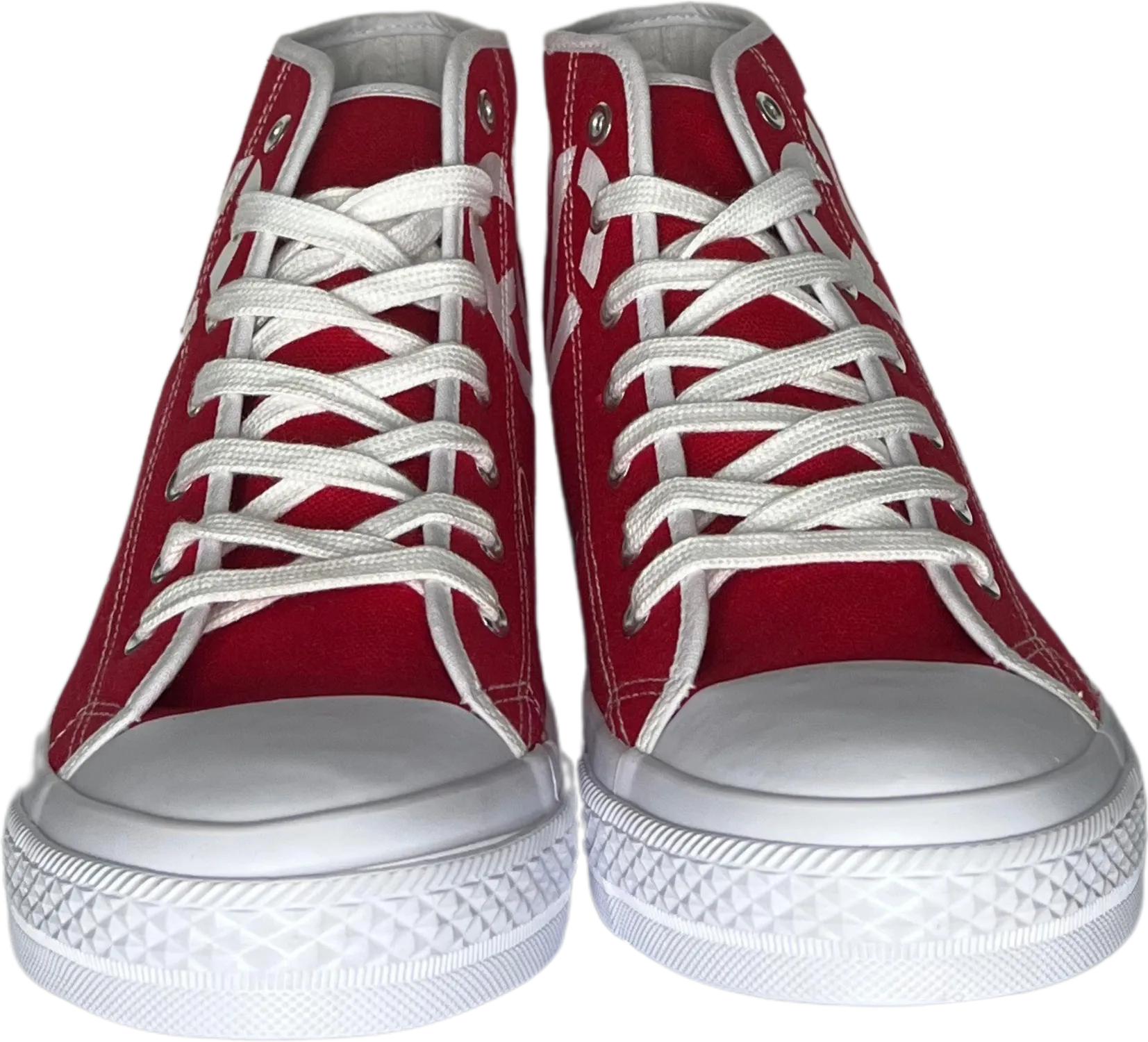 Frantz Lamour Signature Classic Men's High Top Canvas Lace Up Casual Walking Shoes - Red & White