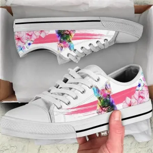 French Bulldog Flower Watercolor Low Top Shoes - Low Top Shoes Mens, Women, Dog Printed Shoes, Canvas Shoes For Men, Women