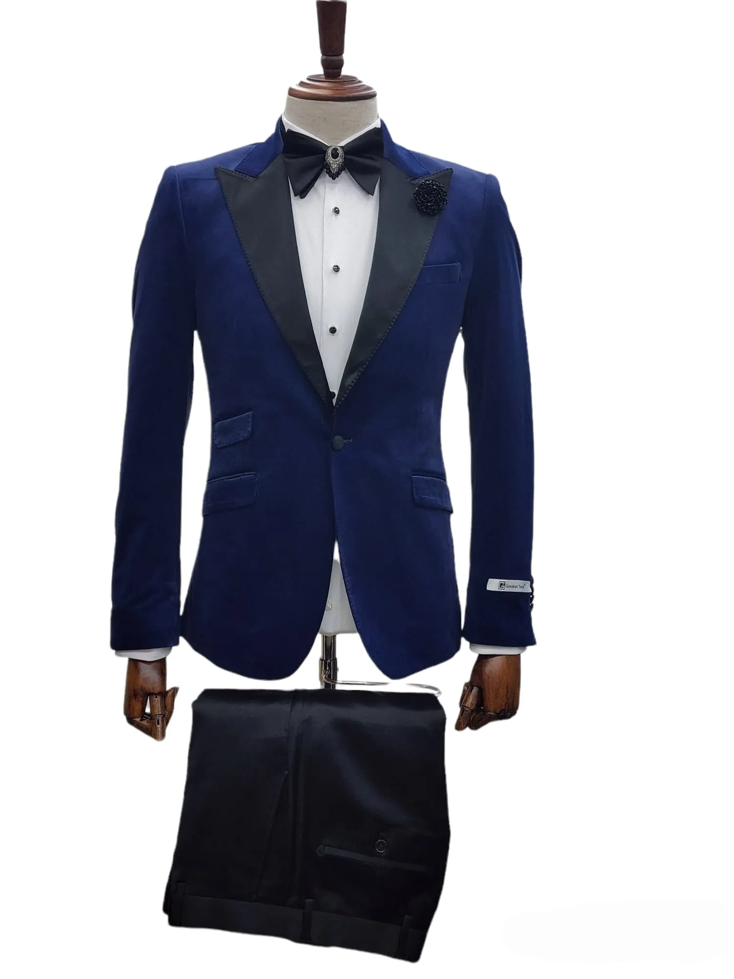 Giovanni Testi 1 Button Slim Fit Stretch Velvet Tuxedo GTX1P-1925 BLUE