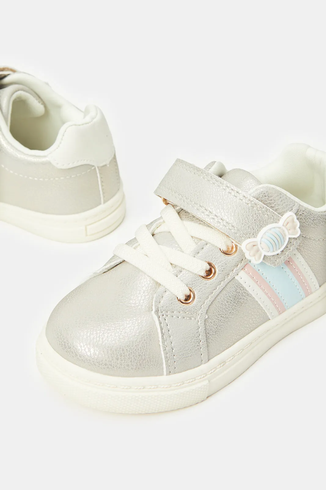 Girls Gold Velcro Sneakers