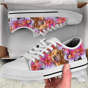 Golden Retriever Low Top Shoes - Gift For Golden Retriever Lovers Canvas Sneaker, Dog Printed Shoes, Canvas Shoes For Men, Women